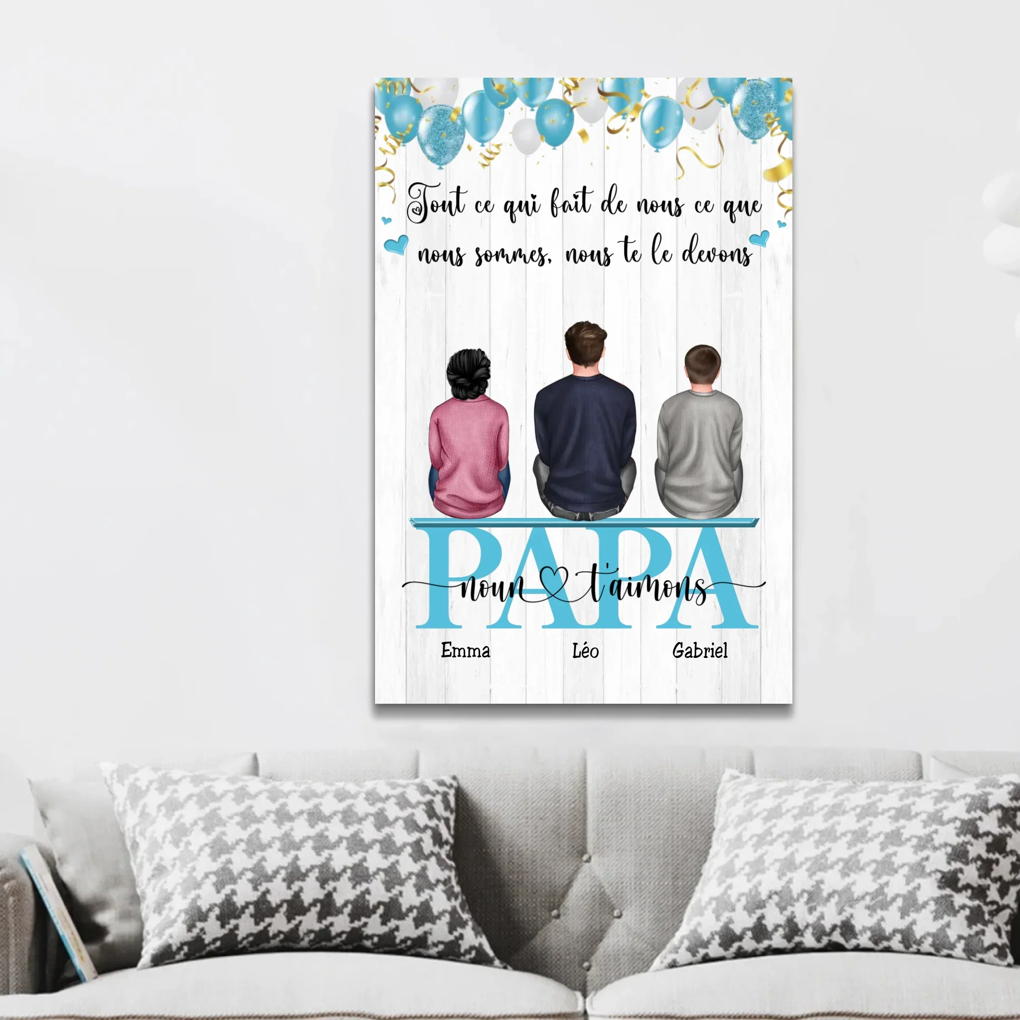 Toile personnalisée "Tout ce qui fait de nous ce que nous sommes, nous te le devons - Cadeau pour papa" - Image 2