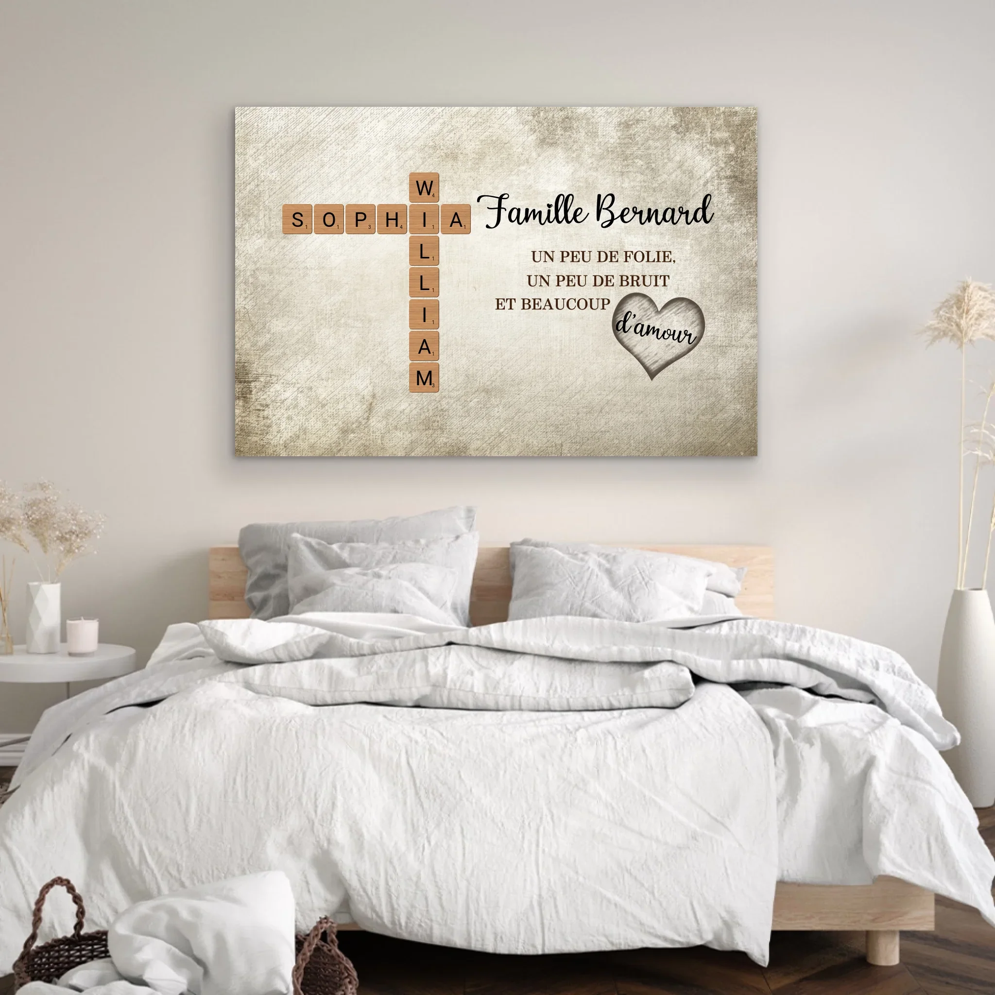 Toile personnalisée “Un peu de folie, un peu de bruit et beaucoup d'amour - Mots croisés” - Image 4