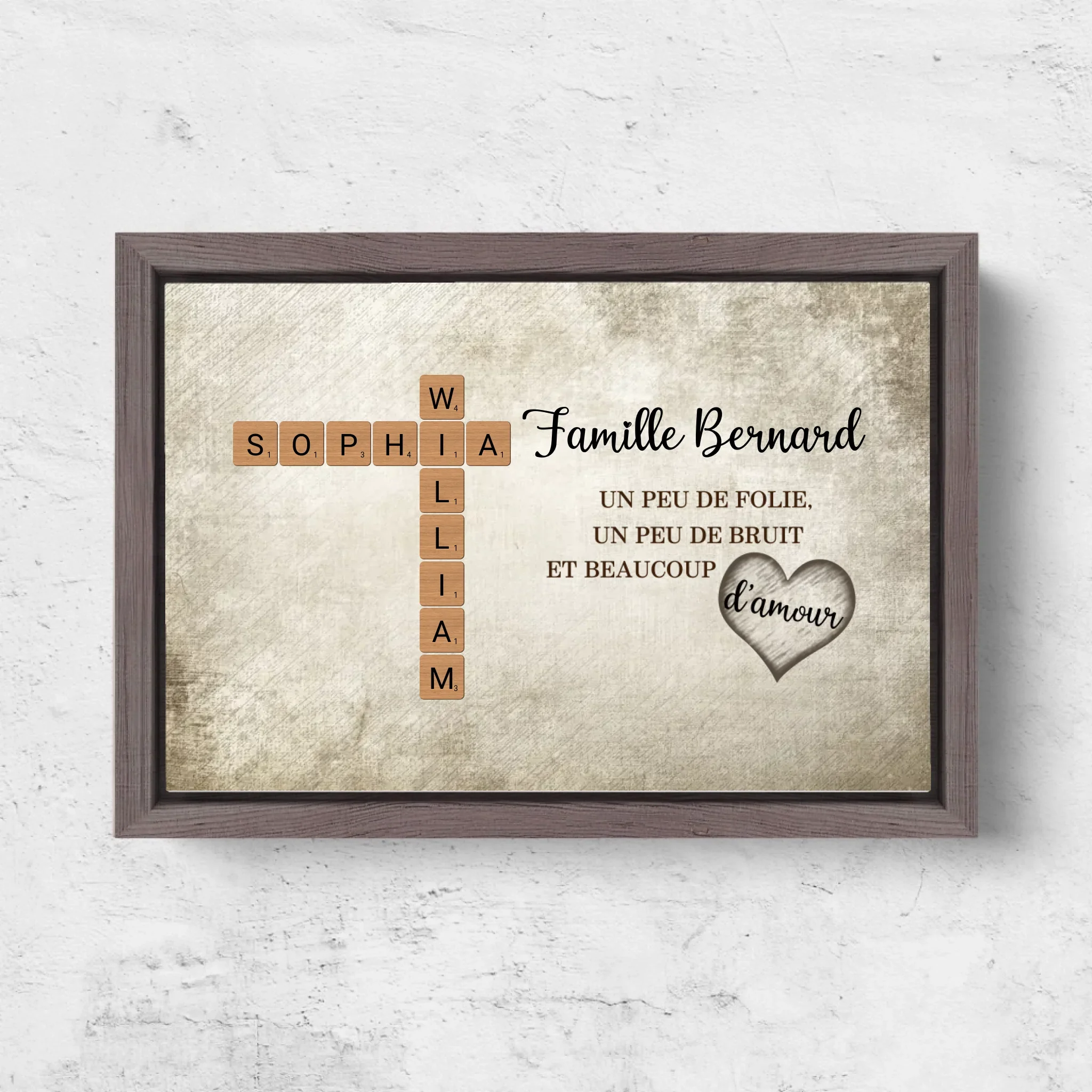 Toile personnalisée “Un peu de folie, un peu de bruit et beaucoup d'amour - Mots croisés” - Image 6