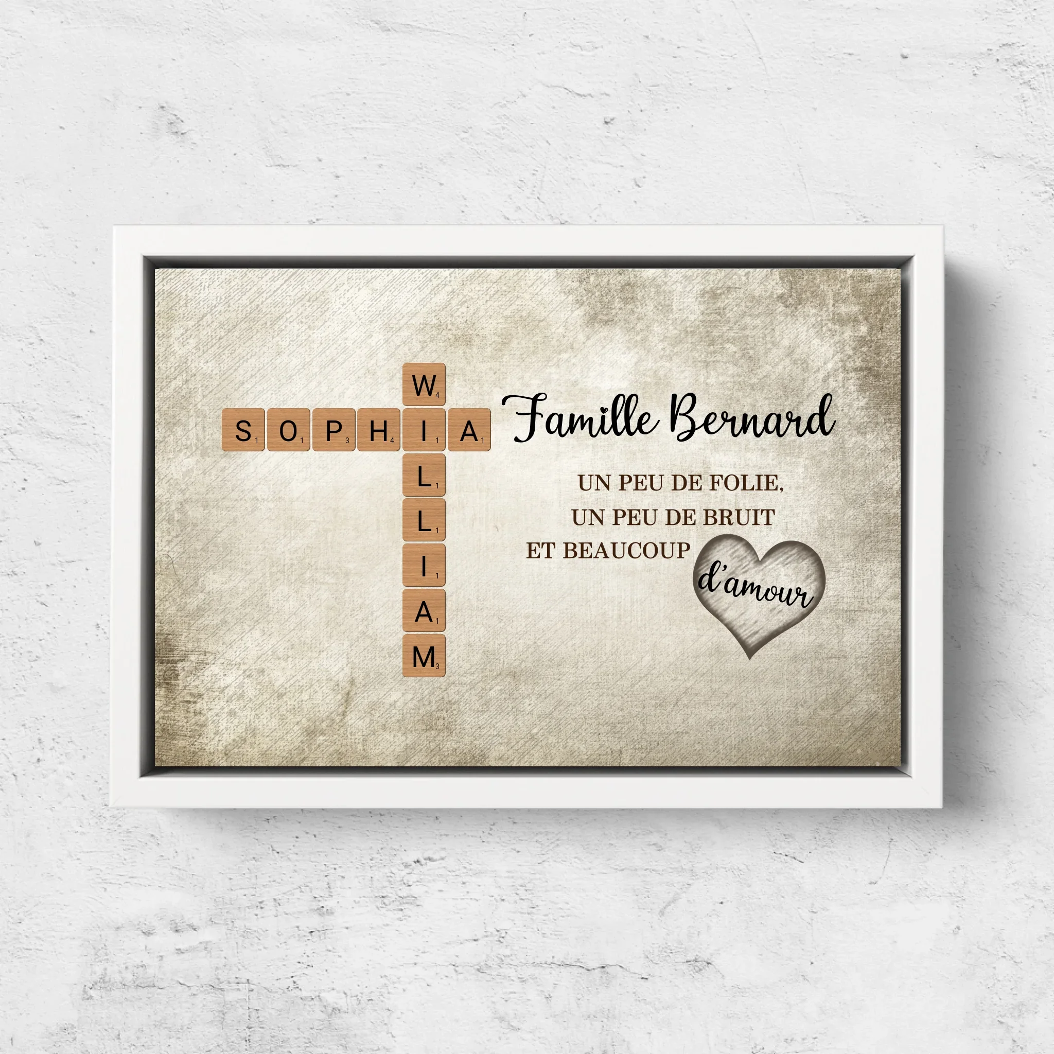 Toile personnalisée “Un peu de folie, un peu de bruit et beaucoup d'amour - Mots croisés” - Image 7