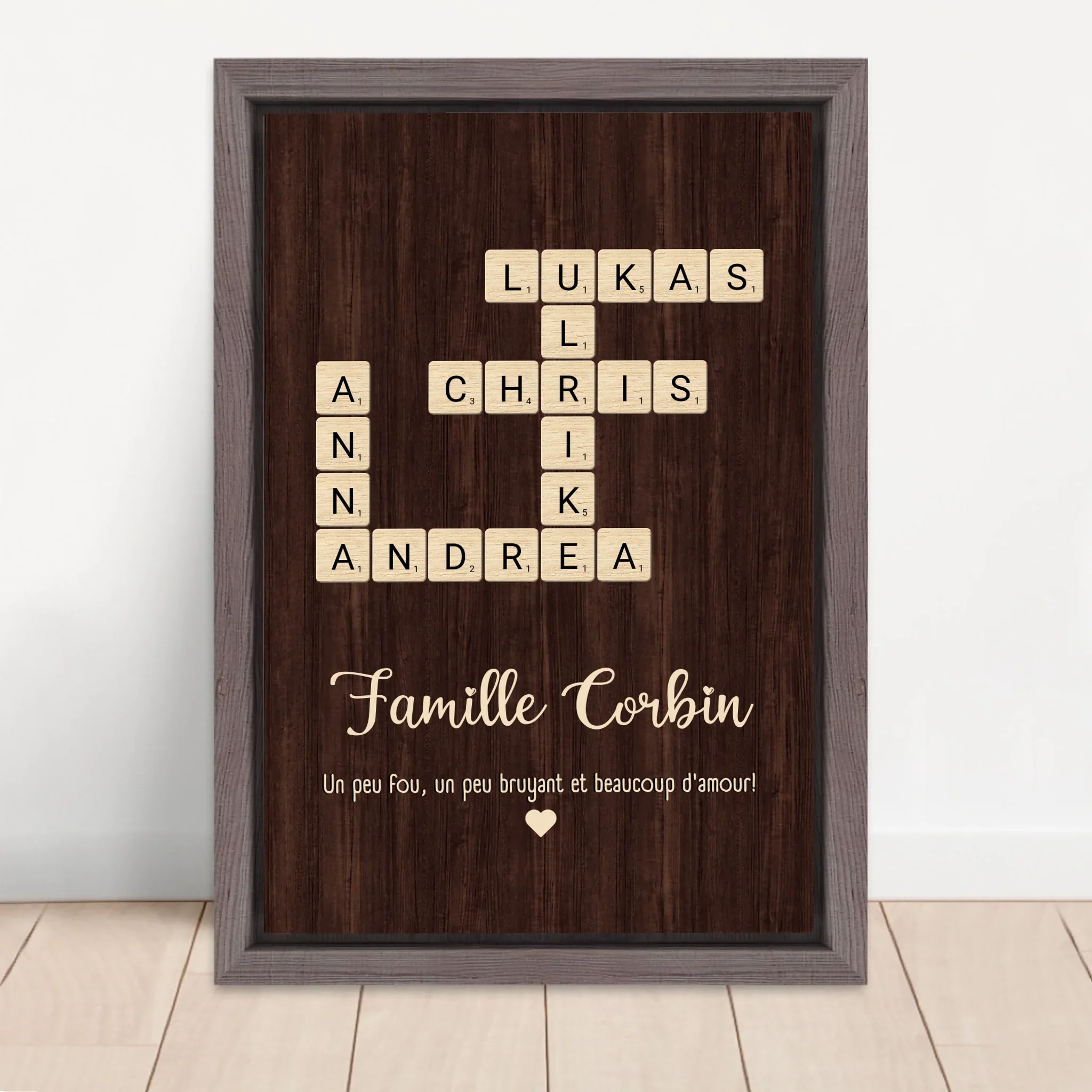 Toile personnalisée “Un peu de folie, un peu de bruit et beaucoup d'amour - Mots croisés verticaux” - Image 5