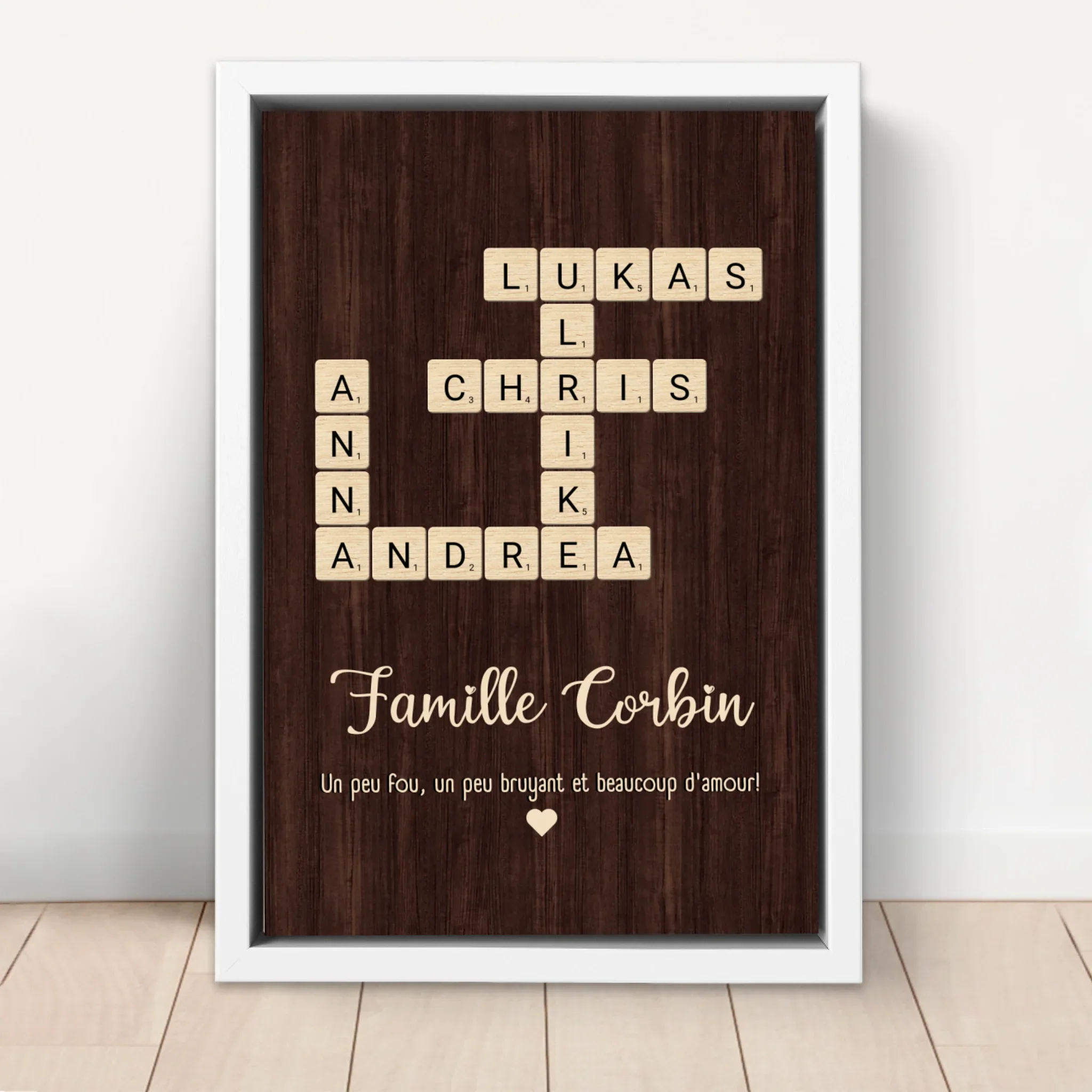 Toile personnalisée “Un peu de folie, un peu de bruit et beaucoup d'amour - Mots croisés verticaux” - Image 6