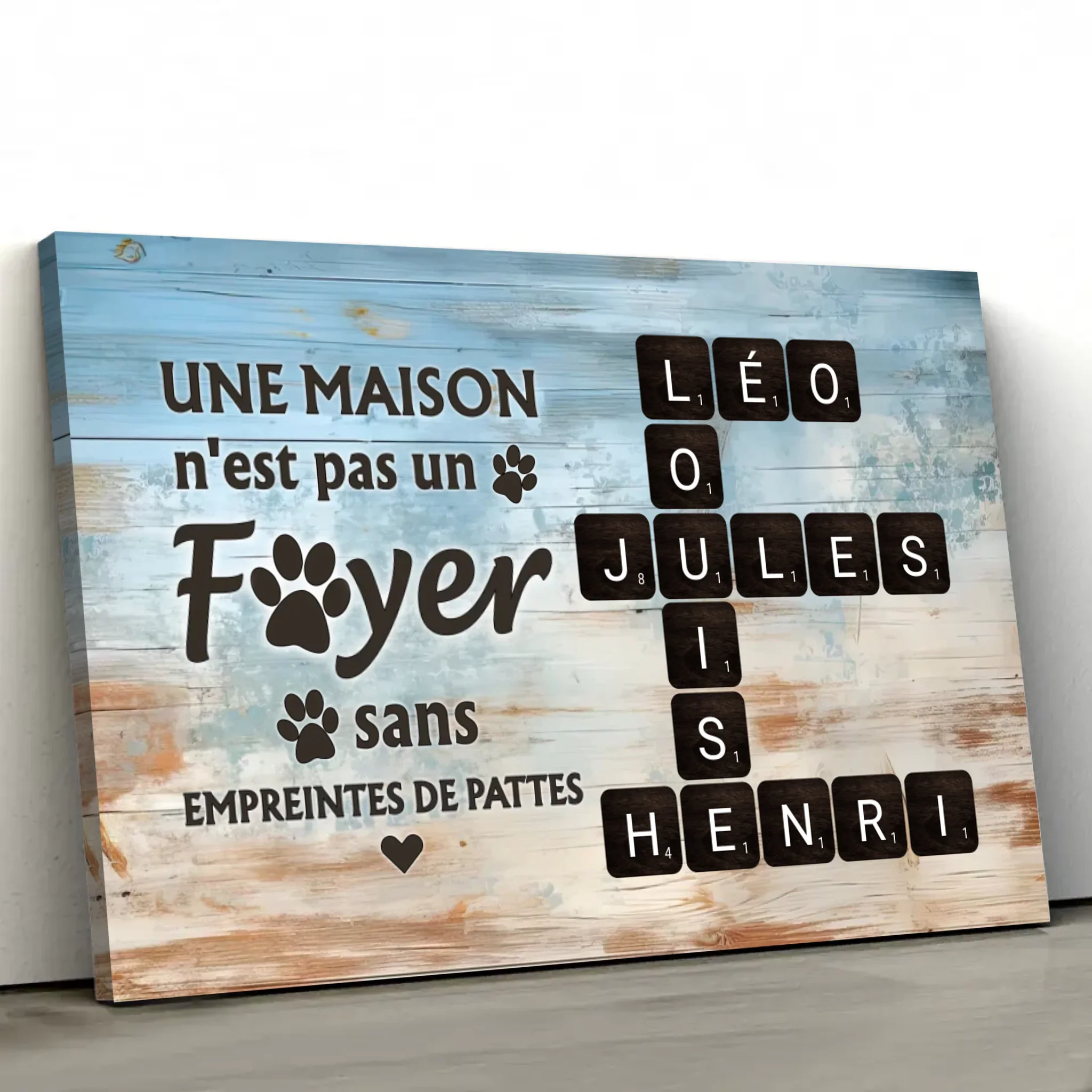 Toile personnalisée "Une maison n'est pas un foyer sans empreintes de pattes" - Image 2
