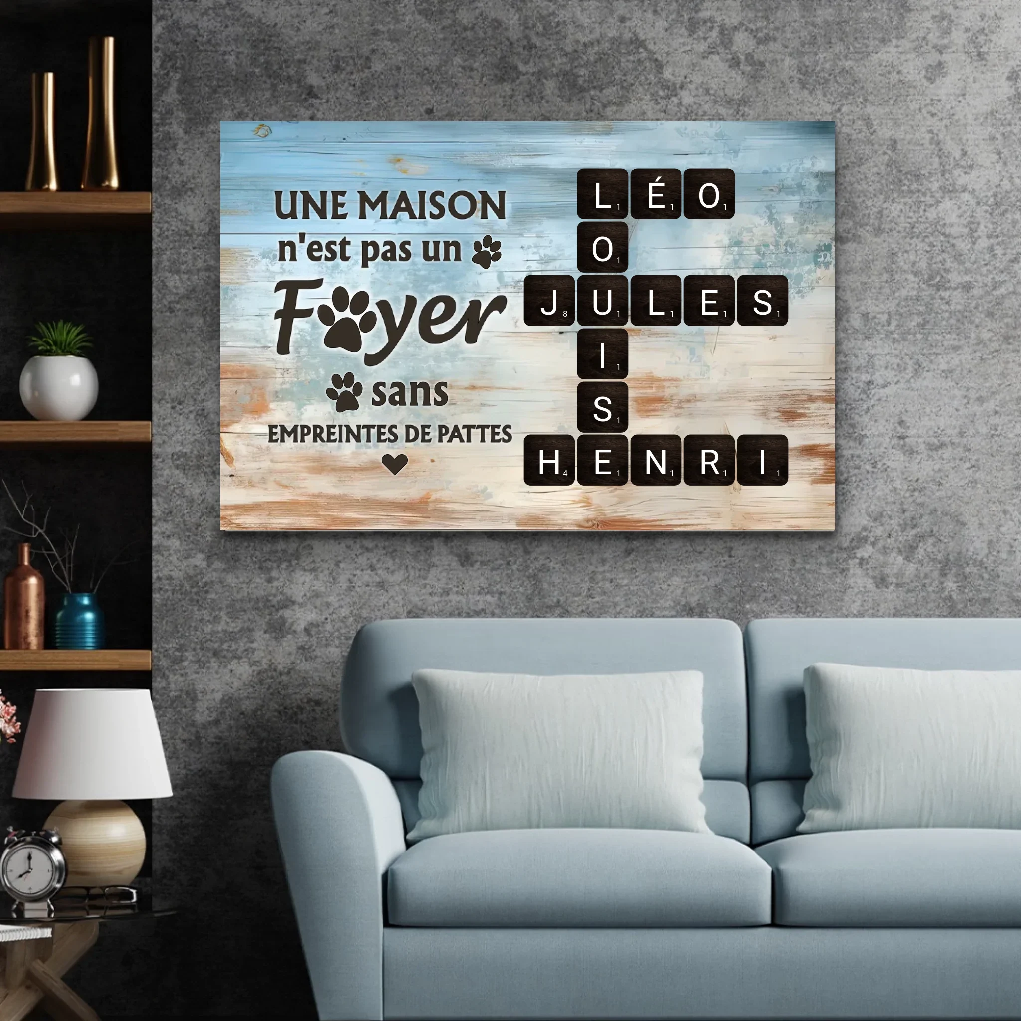 Toile personnalisée "Une maison n'est pas un foyer sans empreintes de pattes" - Image 3