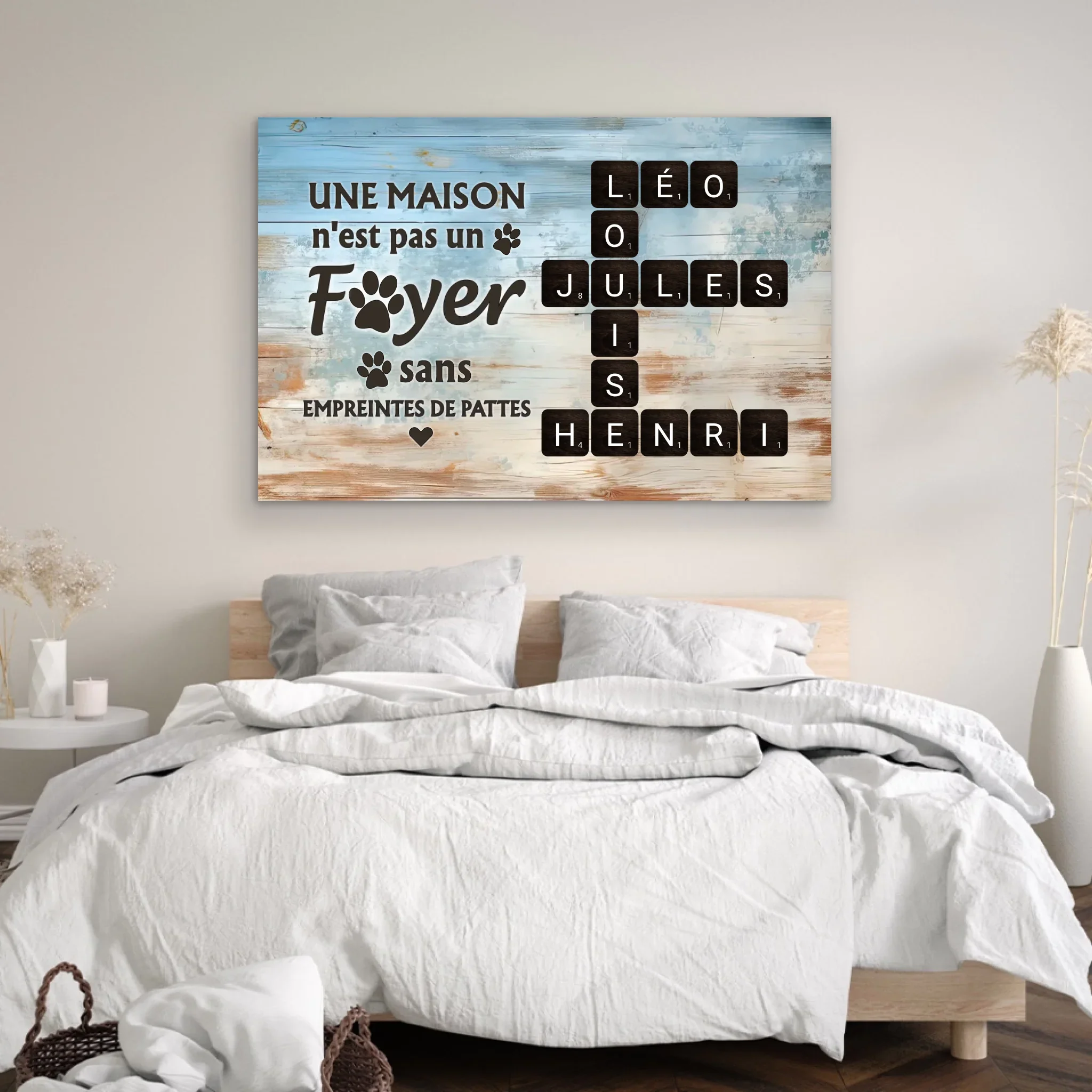 Toile personnalisée "Une maison n'est pas un foyer sans empreintes de pattes" - Image 4
